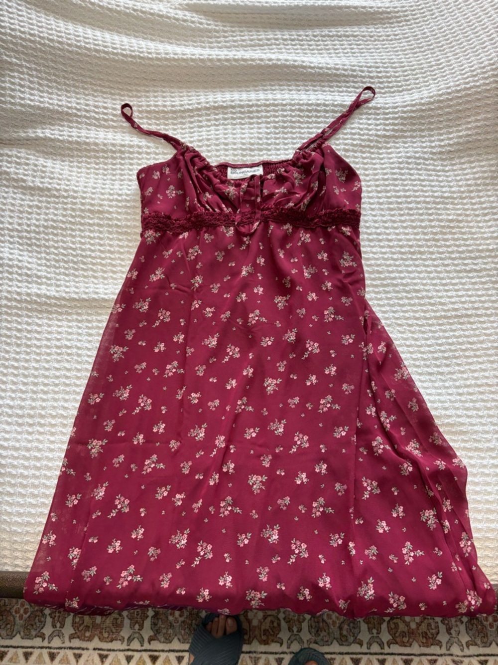 No Boundaries Burgundy Floral Smocked Waist Tank